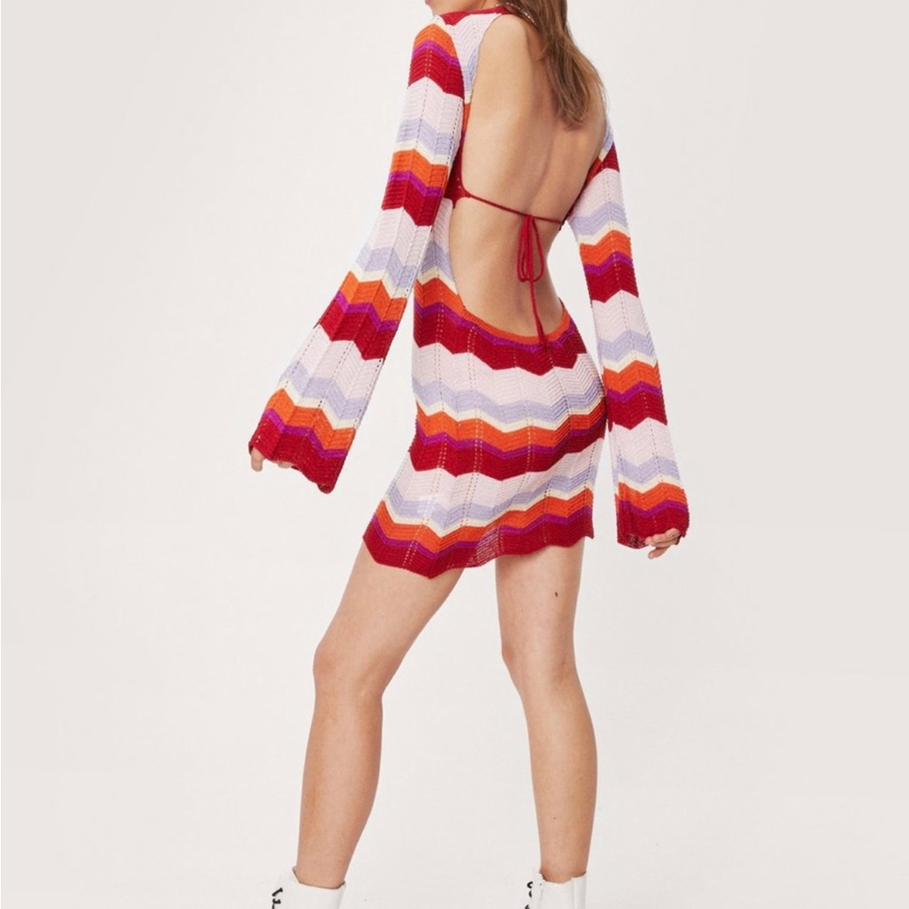 Nasty Gal Tie Back Crochet Dress